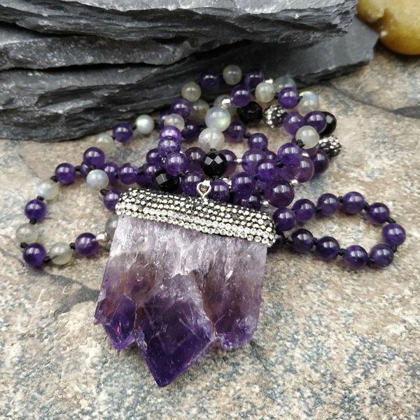 pendant necklaces natural amethysts druzy agates beads knot handcraft necklace m0007, Silver
pendant necklaces natural amethysts druzy agates beads knot handcraft necklace m0007, Silver