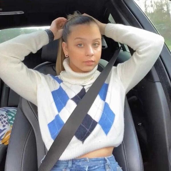 women's sweaters 90s vintage streetwear argyle plaid knitted turtleneck sweater pullovers female knitwear preppy style y kuwg, White;black
women's sweaters 90s vintage streetwear argyle plaid knitted turtleneck sweater pullovers female knitwear preppy style y kuwg, White;black