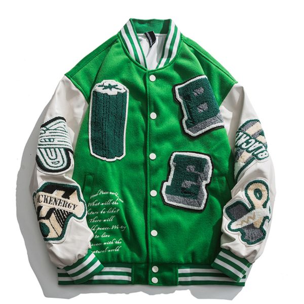 high street vintage varsity jacket men women pu leather splice embroidery baseball jackets college style couple coat oversized, Black;brown
high street vintage varsity jacket men women pu leather splice embroidery baseball jackets college style couple coat oversized, Black;brown