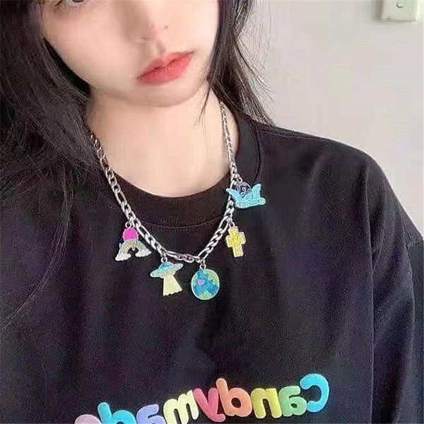 chains cross earth angel alien multi- pendant clavicle chain ufo color necklace men and women fashion, Silver
chains cross earth angel alien multi- pendant clavicle chain ufo color necklace men and women fashion, Silver