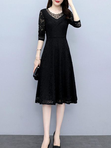 casual dresses women elegant lace long sleeve dress autumn birthday party cocktail slim loose robe a-line black clohtes for ladies, Black;gray
casual dresses women elegant lace long sleeve dress autumn birthday party cocktail slim loose robe a-line black clohtes for ladies, Black;gray