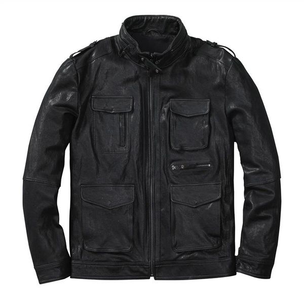 men's leather & faux individuality genuine jacket men cowhide male bomber motorcycle biker fashion vintage matte tough guy spring coats, Black
men's leather & faux individuality genuine jacket men cowhide male bomber motorcycle biker fashion vintage matte tough guy spring coats, Black