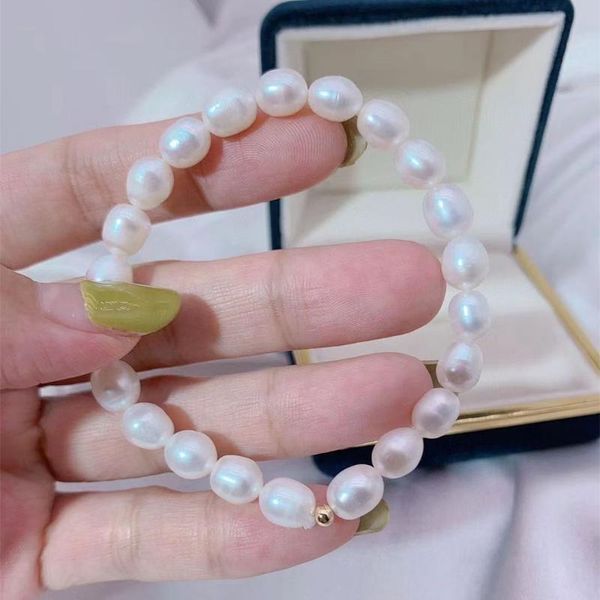 charm bracelets 7-8mm 17-17.5cm natural freshwater white pearl bracelet elastic genuine pearls beaded bangles chain for women fine jewelry g, Golden;silver
charm bracelets 7-8mm 17-17.5cm natural freshwater white pearl bracelet elastic genuine pearls beaded bangles chain for women fine jewelry g, Golden;silver