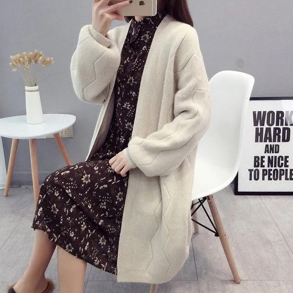 women's sweaters knitted solid long cardigan women korean puff sleeve loose sweater 2021 winter fashion jumper streetwear beshawl femal, White;black
women's sweaters knitted solid long cardigan women korean puff sleeve loose sweater 2021 winter fashion jumper streetwear beshawl femal, White;black