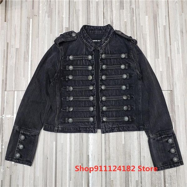 women's jackets european goods black rivet denim short jacket female spring and autumn long-sleeved stand-up collar personality trend h, Black;brown
women's jackets european goods black rivet denim short jacket female spring and autumn long-sleeved stand-up collar personality trend h, Black;brown