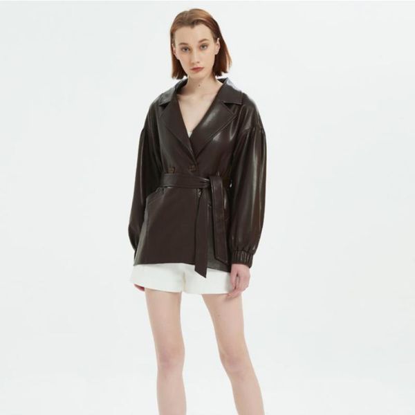 women's leather & faux fashion chocolate pu jackets female waterproof crocodile pattern design motor outerwear with belt f2755, Black
women's leather & faux fashion chocolate pu jackets female waterproof crocodile pattern design motor outerwear with belt f2755, Black