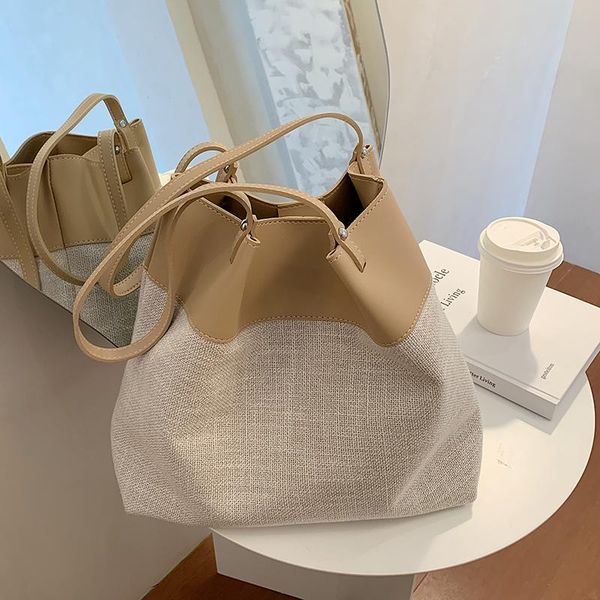 cross body women shoulder bags casual linen large capacity totes designer patchwork luxury lady handbags simply buckets bag big purses 2021
cross body women shoulder bags casual linen large capacity totes designer patchwork luxury lady handbags simply buckets bag big purses 2021