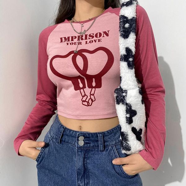 women's t-shirt ladies autumn round collar t-shirt, heart letter printing raglan long sleeve mixed color midriff-baring slim base shir, White
women's t-shirt ladies autumn round collar t-shirt, heart letter printing raglan long sleeve mixed color midriff-baring slim base shir, White