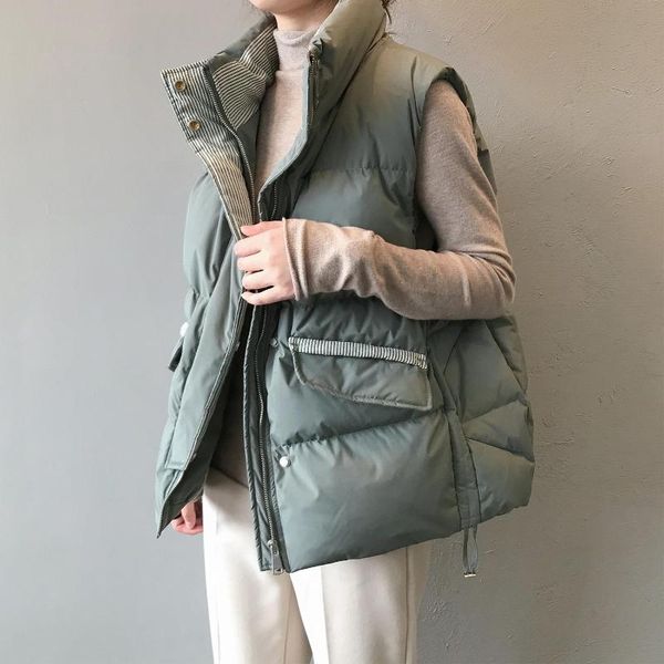 women's vests 2021 autumn winter women solid stand collar vest female down cotton padded sleeveless lady zipper casual waistcoat k682, Black;white
women's vests 2021 autumn winter women solid stand collar vest female down cotton padded sleeveless lady zipper casual waistcoat k682, Black;white