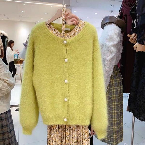 women's sweaters 2021 brand korean style women fashion knitwear thick warm mink sweater pure color loose cardigan coat sueter, White;black
women's sweaters 2021 brand korean style women fashion knitwear thick warm mink sweater pure color loose cardigan coat sueter, White;black