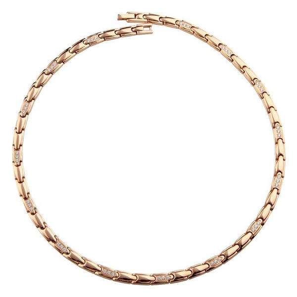 chains 18k gold plated rose titanium steel necklace women 210325-37, Silver
