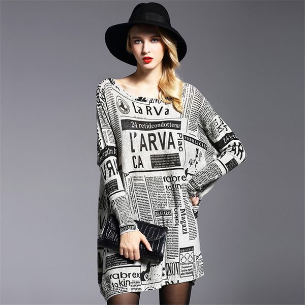 2021 new women spring fall fashion batwing sleeve retro chic newspaper print pullover mid-long knitted sweater female casual jumper 3rk9, White;black
2021 new women spring fall fashion batwing sleeve retro chic newspaper print pullover mid-long knitted sweater female casual jumper 3rk9, White;black
