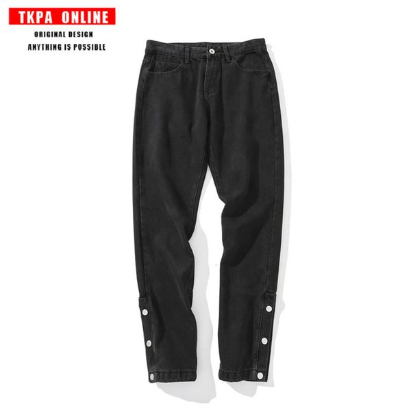 tkpa high street dark black solid color breasted jeans fashion brand tooling function hiphop slim pants for men and women
tkpa high street dark black solid color breasted jeans fashion brand tooling function hiphop slim pants for men and women