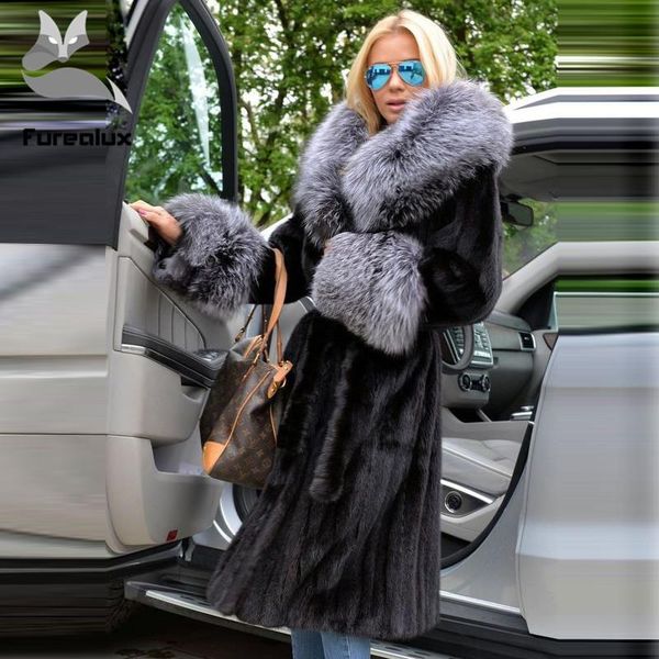 women's fur & faux furealux women natural big silver collar real whole skin genuine leather winter jacket wide sleeve coat, Black
women's fur & faux furealux women natural big silver collar real whole skin genuine leather winter jacket wide sleeve coat, Black