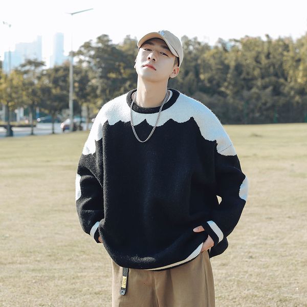 2021 new korean contrast men's warm fashion casual knit pullover men wild loose autumn and winter sweater mens clothes -xl wcpu, White;black
2021 new korean contrast men's warm fashion casual knit pullover men wild loose autumn and winter sweater mens clothes -xl wcpu, White;black