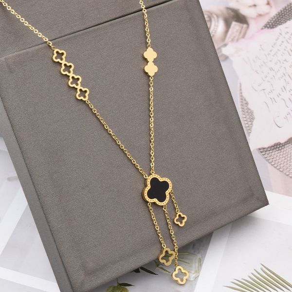 fashion four leaf clover shell pendant necklace stainless steel classic luxury designer jewelry women, Silver
fashion four leaf clover shell pendant necklace stainless steel classic luxury designer jewelry women, Silver