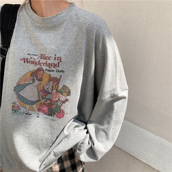 2021 alice cartoon letter printing oversized crewneck sweatshirt women casual bf girls kawaii autumn new design o-neck pullovers yflu, Black
2021 alice cartoon letter printing oversized crewneck sweatshirt women casual bf girls kawaii autumn new design o-neck pullovers yflu, Black