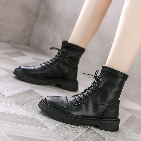 boots solid soft leather motorcycle thick bottom square low heels platform lace up autumn winter ankle plus size, Black
boots solid soft leather motorcycle thick bottom square low heels platform lace up autumn winter ankle plus size, Black