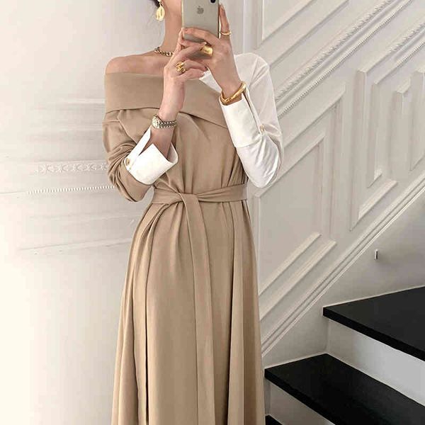 v-neck elegant color patchwork long maxi dress women spring office dress off shoulder long sleeve korean with belt vintage b719 x0521, Black;gray
v-neck elegant color patchwork long maxi dress women spring office dress off shoulder long sleeve korean with belt vintage b719 x0521, Black;gray