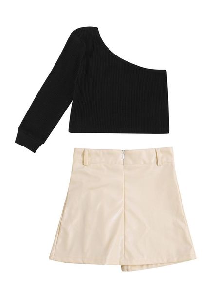 skirts 2pcs kids summer costume, girls solid color one-shoulder long sleeves t-shirt + leather short skirt, 2-6 years
skirts 2pcs kids summer costume, girls solid color one-shoulder long sleeves t-shirt + leather short skirt, 2-6 years