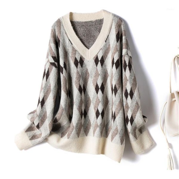 h.sa 2020 women winter sweater v neck retro pullover jumpers argyle vintage women warm pull femme1, White;black
h.sa 2020 women winter sweater v neck retro pullover jumpers argyle vintage women warm pull femme1, White;black