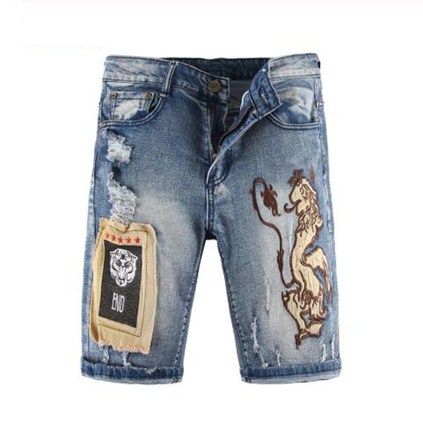 new male fashion at height the lion knee embroidered patches of shorts plus size slices blue holes torn jeans 6ts6
new male fashion at height the lion knee embroidered patches of shorts plus size slices blue holes torn jeans 6ts6