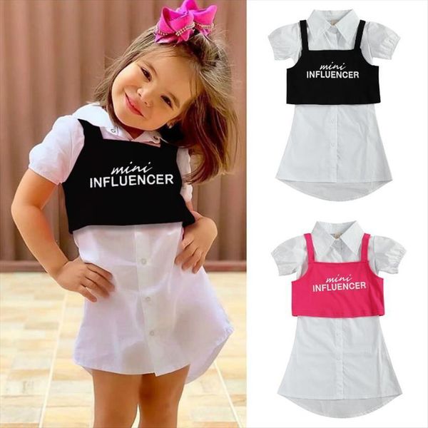 summer children girls short sleeve lapel shirt dress and letters printed tank kids baby clothes sets 2 7y, White
summer children girls short sleeve lapel shirt dress and letters printed tank kids baby clothes sets 2 7y, White