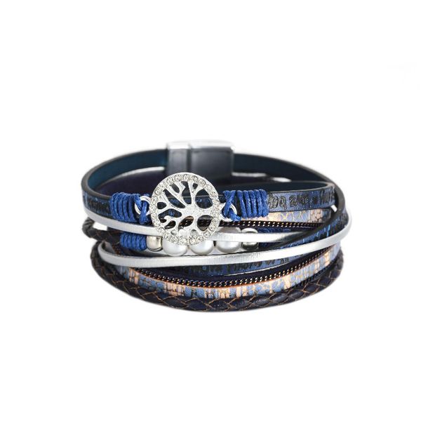 bohemian national style bracelet multi-layer wound leather life tree women's pearl magnetic buckle bracelet, Black
bohemian national style bracelet multi-layer wound leather life tree women's pearl magnetic buckle bracelet, Black