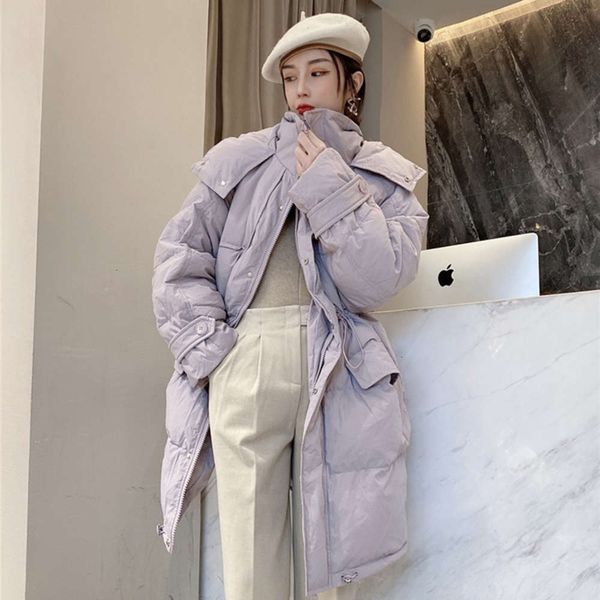 light luxuryjacket 2020 drawstring winter hooded new down mid long women's korean loose casual coat parka for women brand, Black
light luxuryjacket 2020 drawstring winter hooded new down mid long women's korean loose casual coat parka for women brand, Black