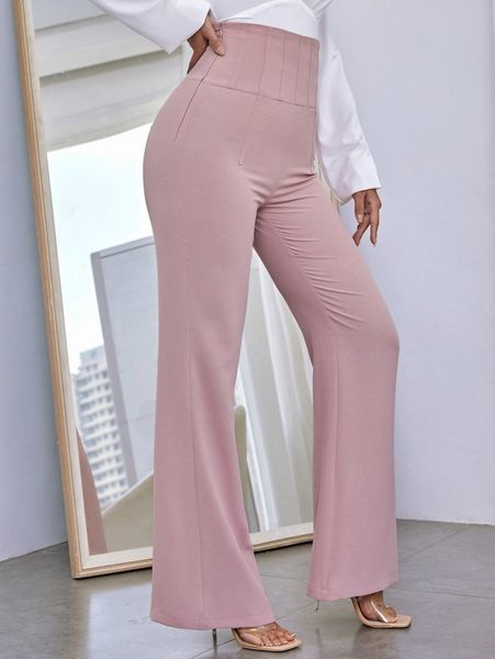 sxy high waist flare leg pants j4kr#, Black;white