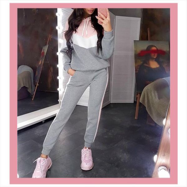 fashion pink sportswear autumn womenpant winter korean hooded jogger sweater tracksuit two piece set plus size clothing, White
fashion pink sportswear autumn womenpant winter korean hooded jogger sweater tracksuit two piece set plus size clothing, White