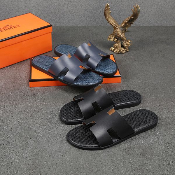 slipper european station sandals, breathable beach trend, h-brand leather men's slippers, large anti slip leather flip flop in summerzl, Black
slipper european station sandals, breathable beach trend, h-brand leather men's slippers, large anti slip leather flip flop in summerzl, Black