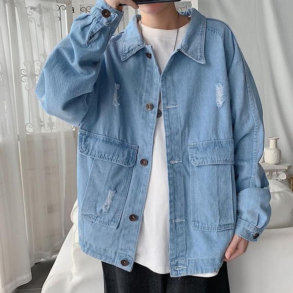 men jacket spring handsome ripped denim jacket male korean version trend wild loose hip-hop youth men clothing, Black;brown
men jacket spring handsome ripped denim jacket male korean version trend wild loose hip-hop youth men clothing, Black;brown