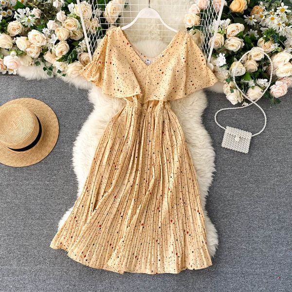 2021 sweet women print pleated summer v-neck ruffle blue/yellow/red chiffon es female robe mujer vestidos ftbu, Black;gray
2021 sweet women print pleated summer v-neck ruffle blue/yellow/red chiffon es female robe mujer vestidos ftbu, Black;gray