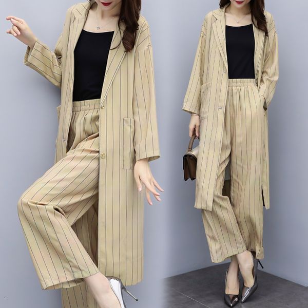 new fall of the two-piece jacket striped cardigan pants loose leg casual temperament suit women big size 4k48, Gray
new fall of the two-piece jacket striped cardigan pants loose leg casual temperament suit women big size 4k48, Gray