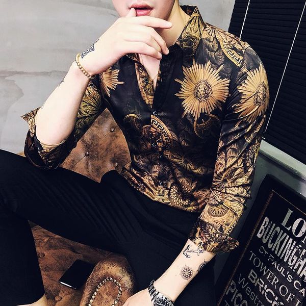 men's casual shirts 2021 luxury boutique fashion peacock print mens slim long-sleeved shirt personality design male social leisure, White;black
men's casual shirts 2021 luxury boutique fashion peacock print mens slim long-sleeved shirt personality design male social leisure, White;black