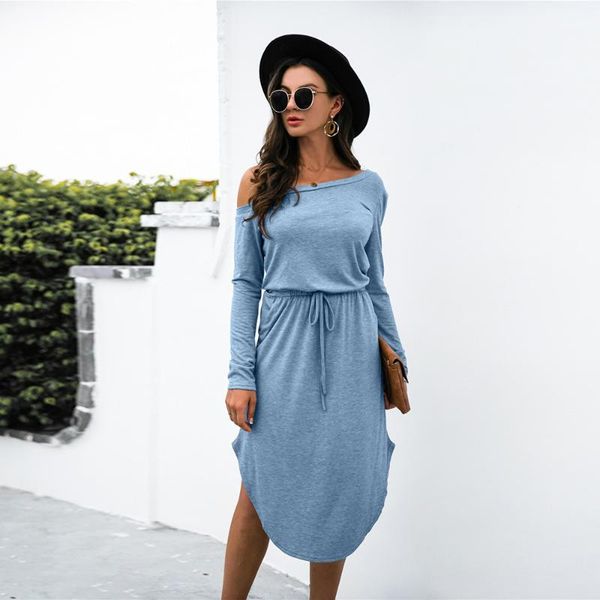 casual dresses off shoulder midi dress ladies solid slim drawstring high waist pocket split asymmetrical vestidos autumn, Black;gray
casual dresses off shoulder midi dress ladies solid slim drawstring high waist pocket split asymmetrical vestidos autumn, Black;gray