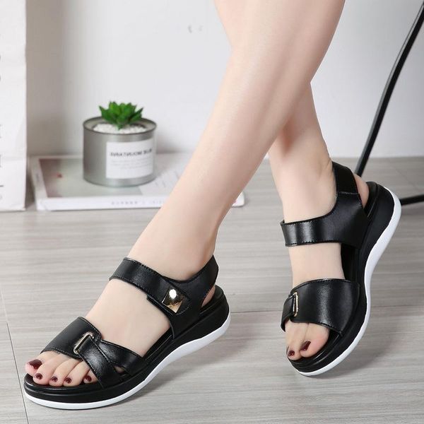 women's leather shoes sandals flat shoes thick-soled korean summer beach women's, Black
women's leather shoes sandals flat shoes thick-soled korean summer beach women's, Black