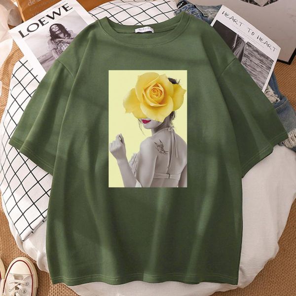 women's t-shirt yellow flower beautiful girl womens tee vintage casual clothing style shirt short sleeve loose t, White
women's t-shirt yellow flower beautiful girl womens tee vintage casual clothing style shirt short sleeve loose t, White