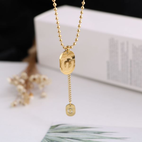 design jewelry display titanium steel double tag small pendant fringes carved letter necklace clavicle chain simple neutral style, Silver
design jewelry display titanium steel double tag small pendant fringes carved letter necklace clavicle chain simple neutral style, Silver