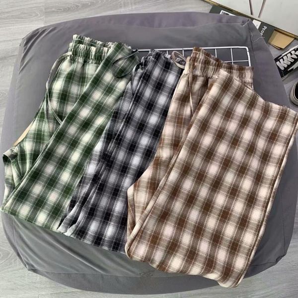 women's plaid print straight leg pant elastic waist drawstring high waist casual trousers, Black;white
women's plaid print straight leg pant elastic waist drawstring high waist casual trousers, Black;white