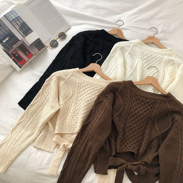 2021 sweaters women spring autumn v neck casual korean style crop sweater female long sleeve backless bandage pullover knitted 5kgu, White;black
2021 sweaters women spring autumn v neck casual korean style crop sweater female long sleeve backless bandage pullover knitted 5kgu, White;black