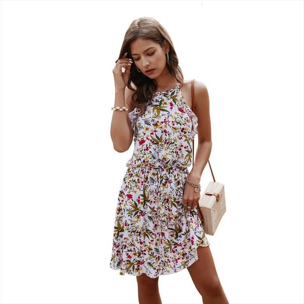 summer slim halter floral women camis print dress beach sundress sleeveless ruffles short mini female vestidos, White
summer slim halter floral women camis print dress beach sundress sleeveless ruffles short mini female vestidos, White
