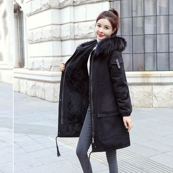 women's jackets denim jacket with fur winter jeans hooded velvet coat female faux collar 2021 padded warm women drop, Black;brown
women's jackets denim jacket with fur winter jeans hooded velvet coat female faux collar 2021 padded warm women drop, Black;brown