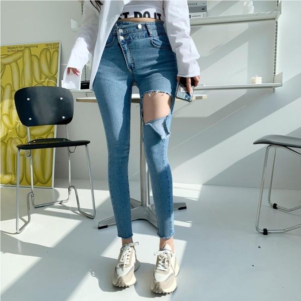 women's jeans denim trousers pants autumn vintage women korean spring stretch elastic pencil high waist 2021 plus size streetwear, Blue 
women's jeans denim trousers pants autumn vintage women korean spring stretch elastic pencil high waist 2021 plus size streetwear, Blue