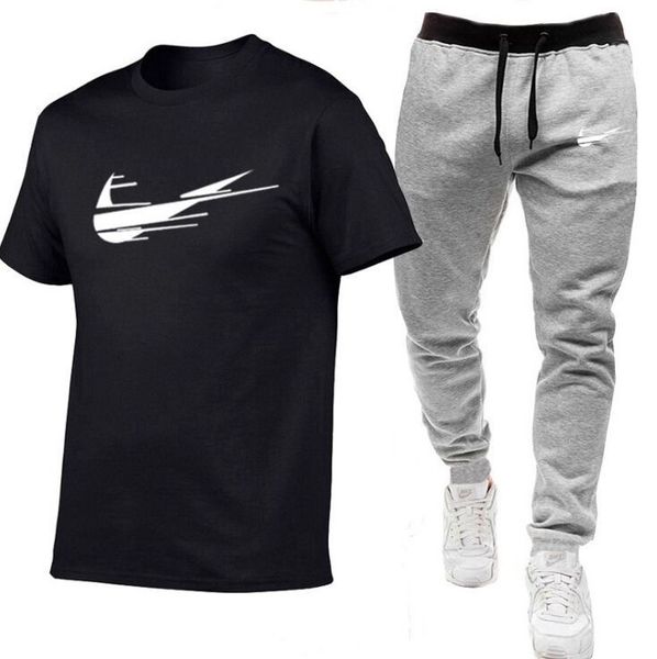 men's shirt tracksuit two pieces sets men casual fitness sport suit short sleeve t shirt+trousers men's casual sportswear suits, Gray
men's shirt tracksuit two pieces sets men casual fitness sport suit short sleeve t shirt+trousers men's casual sportswear suits, Gray