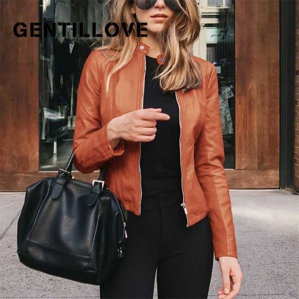 gentillove autumn short coat motorcycle leather jackets fashion faux soft female slim pu jacket outwear 211215, Black
gentillove autumn short coat motorcycle leather jackets fashion faux soft female slim pu jacket outwear 211215, Black