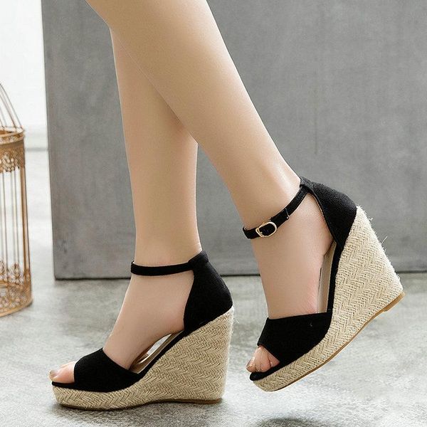 sandals summer platform wedge faux suede ladies high heels shoes women fashion buckle open toe casual female footwear, Black
sandals summer platform wedge faux suede ladies high heels shoes women fashion buckle open toe casual female footwear, Black