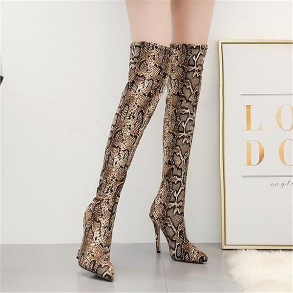 sandals women's shoes pu over-the-knee fine high-heeled pointed toe sleeves 11 cm snakeskin boots high heels thin, Black
sandals women's shoes pu over-the-knee fine high-heeled pointed toe sleeves 11 cm snakeskin boots high heels thin, Black