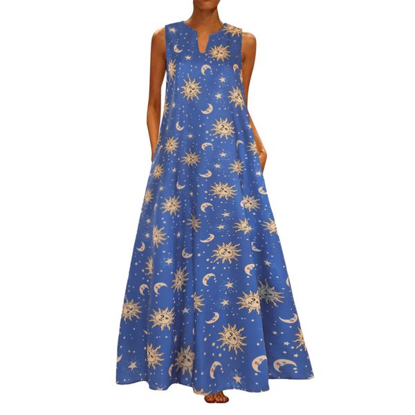 women summer dress plus size sun stars moon print sleeveless vintage bohemian v neck maxi dress fashion ladies, Black;gray
women summer dress plus size sun stars moon print sleeveless vintage bohemian v neck maxi dress fashion ladies, Black;gray